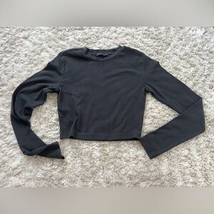 Zara Charcoal Long Sleeve Crop Top